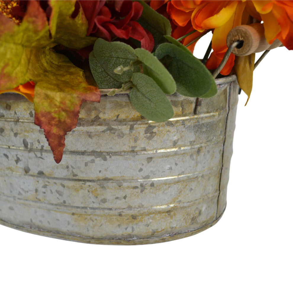 Metal Planter Tubs, Set of 3 Planters With Wooden Handles