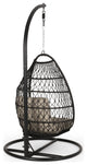 Coloma Outdoor Wicker and Rope Foldable Hanging Chair With Stand, Multibrown/Tan