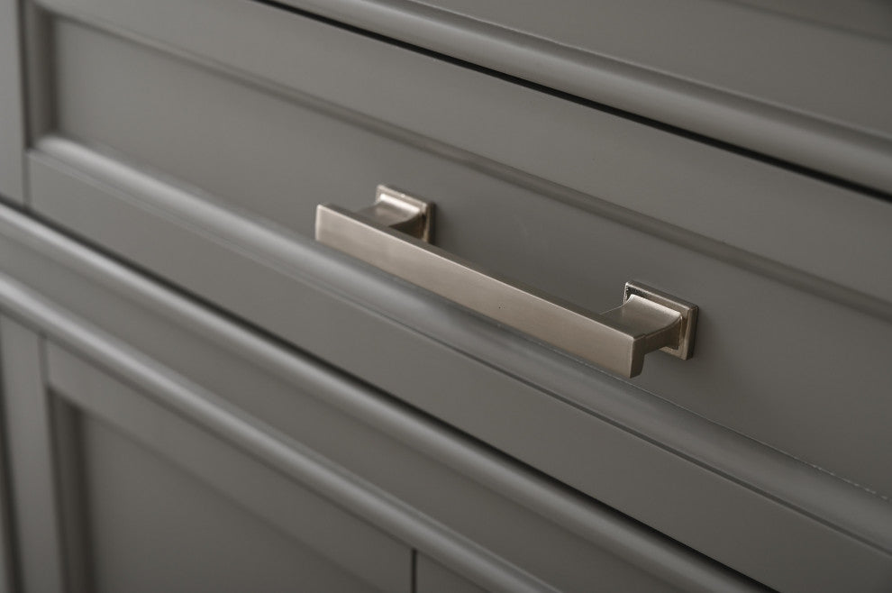 Milano Bathroom Vanity, Gray With White Quartz Top, Grey, 30", Non-Modular, Single Sink