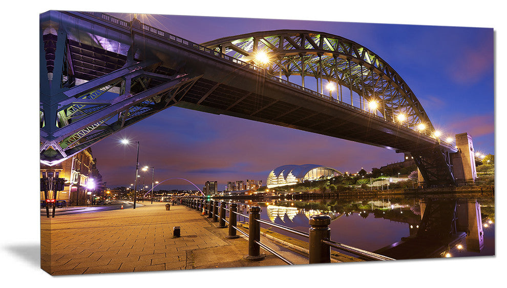Bridges over River Tyne Newcastle, Cityscape Canvas Art Print, 32"x16"