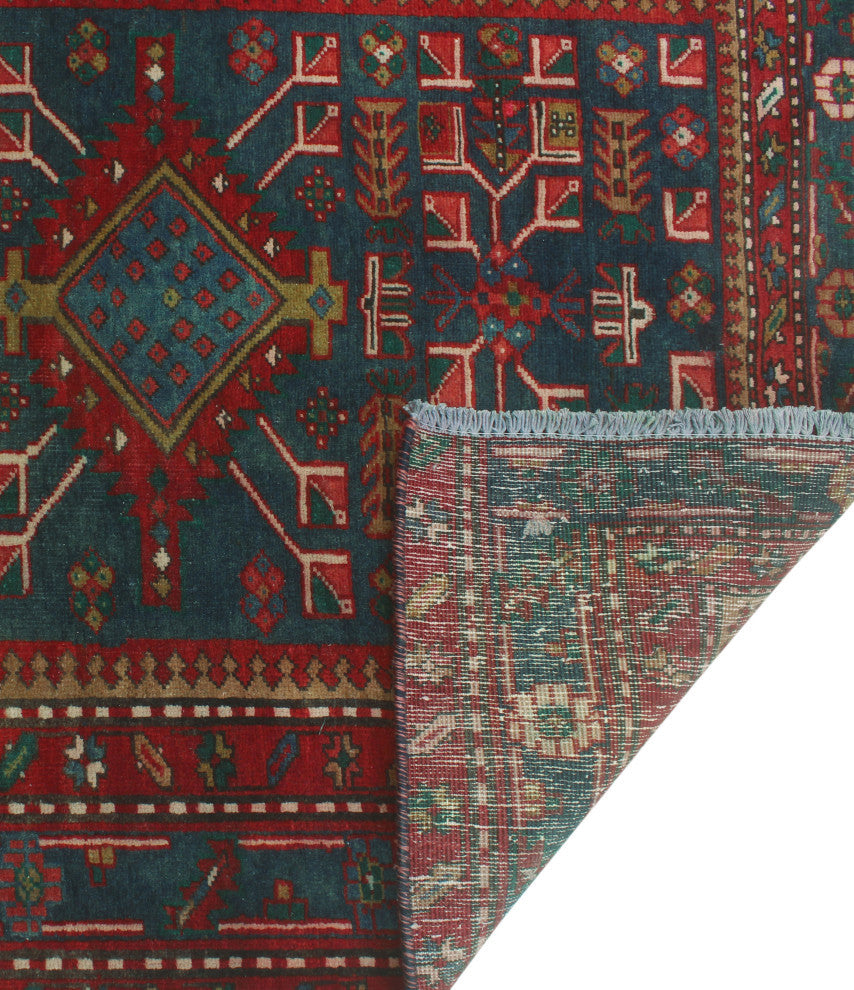 Fine Vintage Distressed Clarissa Navy/Red Runner, 3'7x13'5