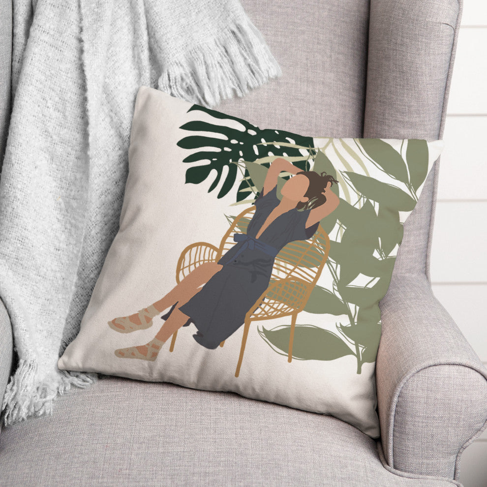 Lounging Summer Girl 18x18 Spun Poly Pillow