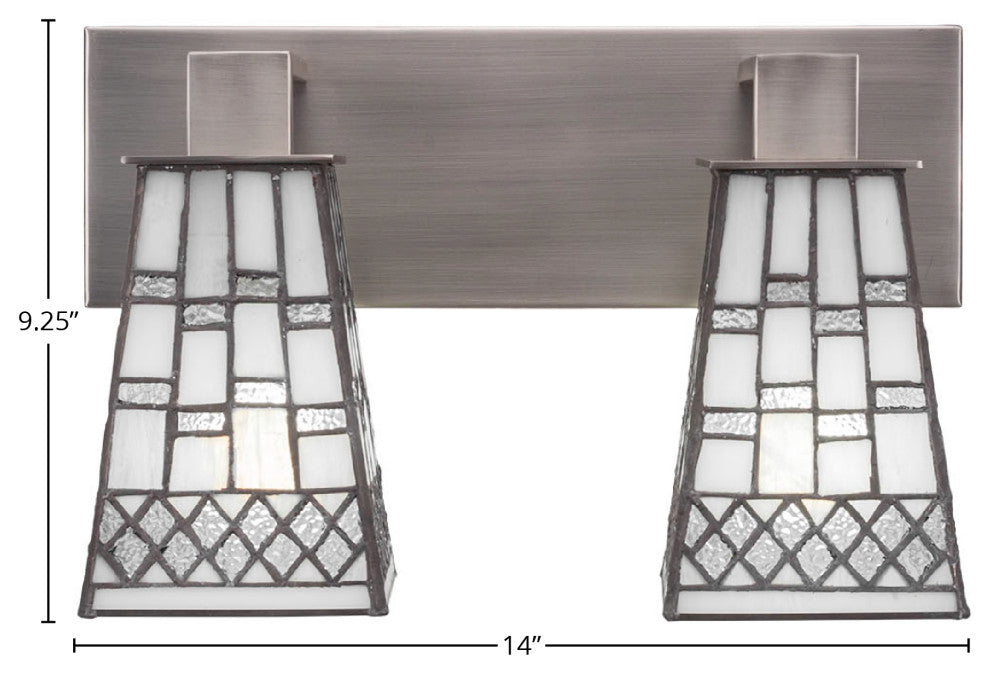 Apollo 2-Light Bath Bar, Graphite/Square Pewter Art