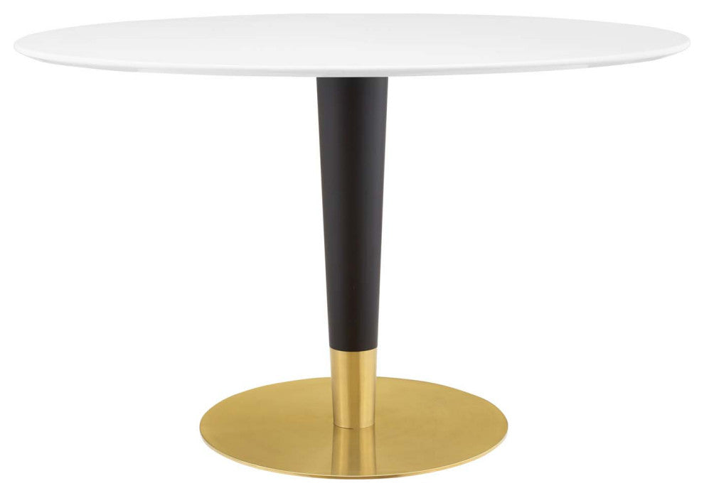 Zinque 48" Oval Dining Table, Gold White