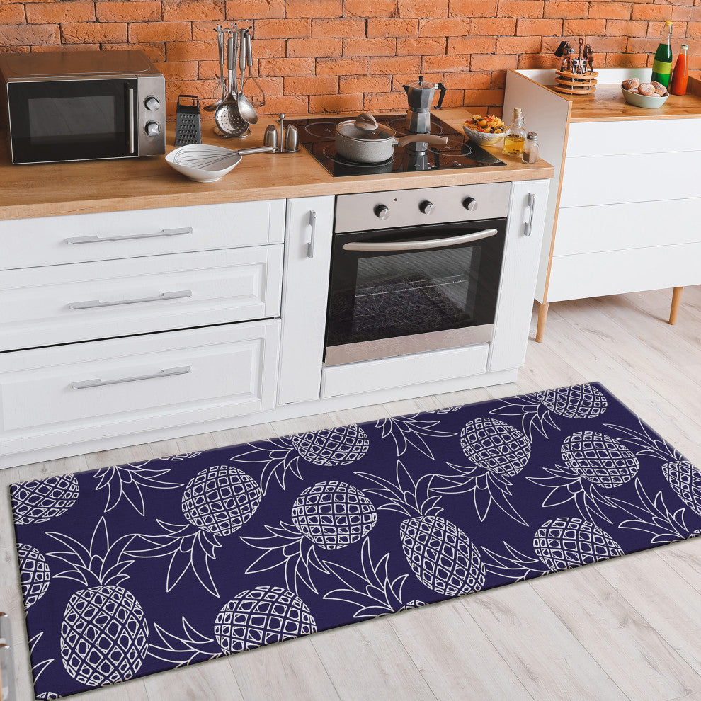 Indoor/Outdoor Kendall KE6 Navy Machine Washable 2'3" x 7'6" Runner Rug