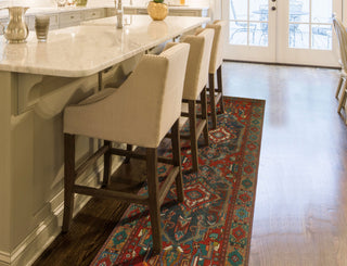 Fine Vintage Distressed Cyrus Red/Navy Runner, 3'9x14'9