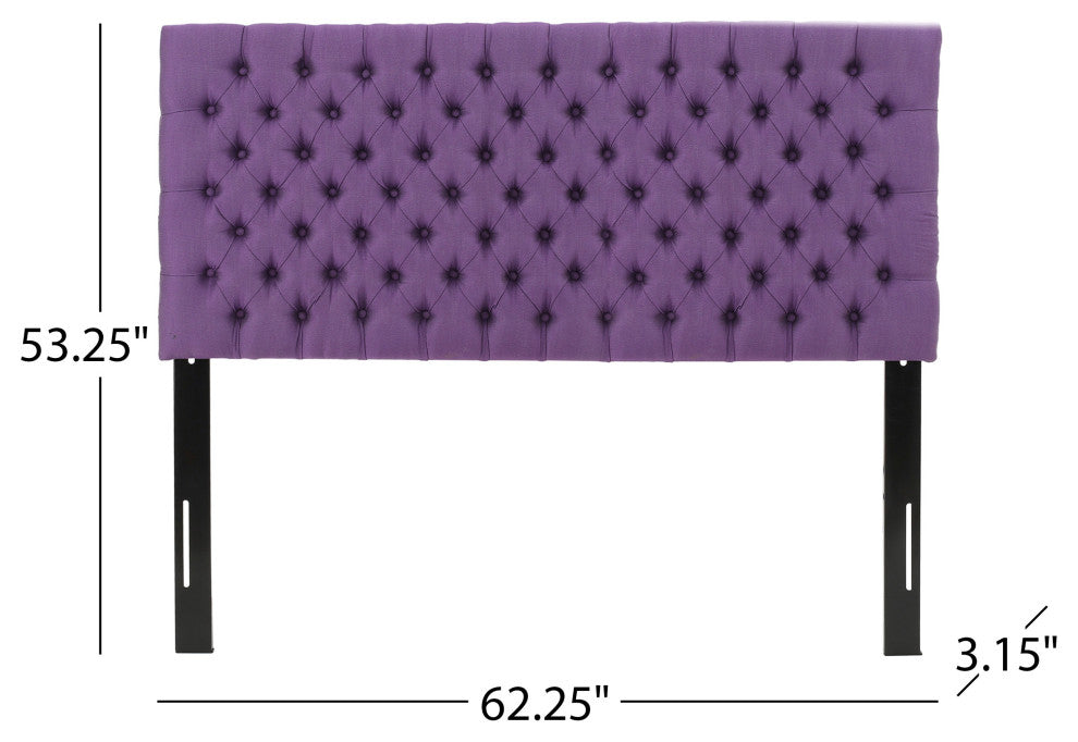 GDF Studio Annecy Diamond Tufted Fabric Queen/ Full Headboard, Light Purple