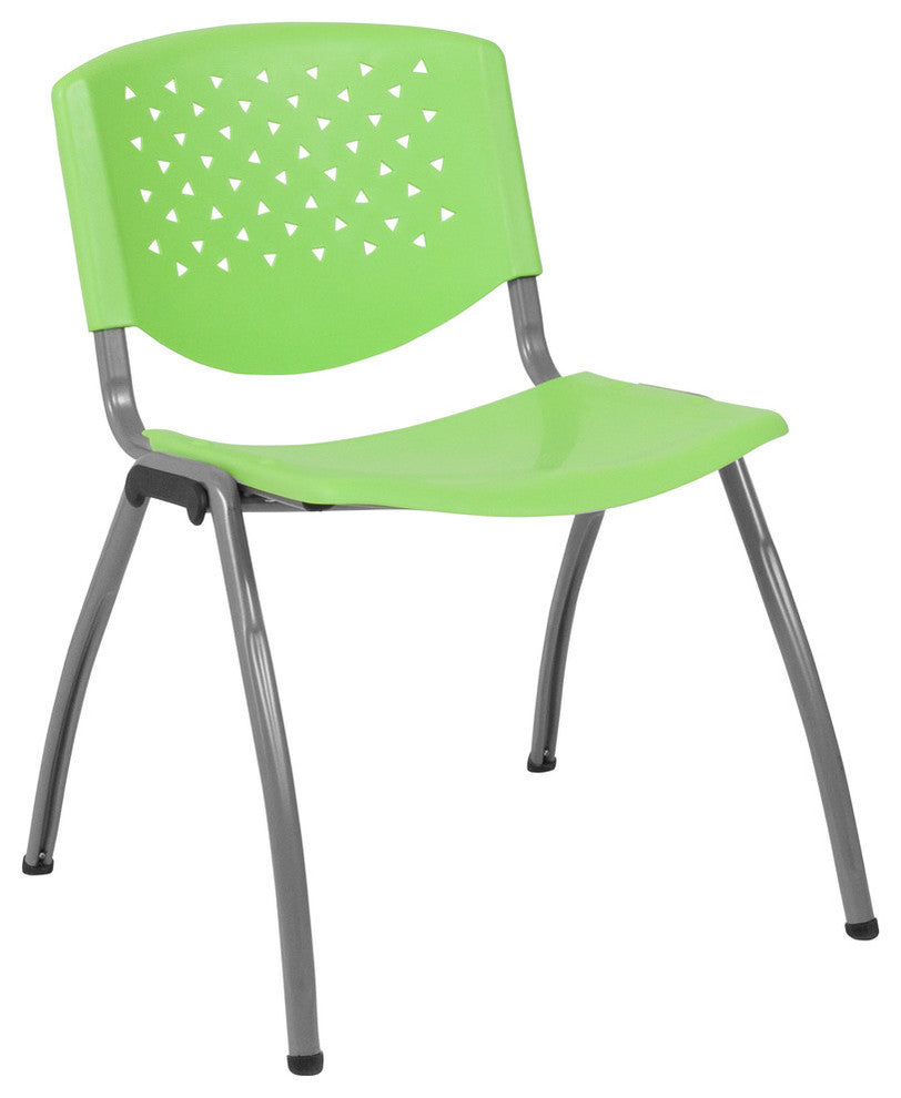 Hercules Series 880 lb. Capacity Green Plastic Stack Chair With Titanium Frame