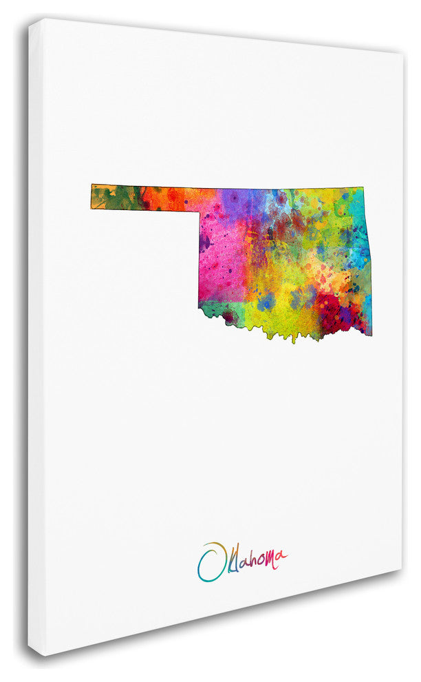 "Oklahoma Map" Canvas Art by Michael Tompsett