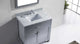 Caroline 36" Single Bathroom Vanity Set Gray, Marble Countertop
