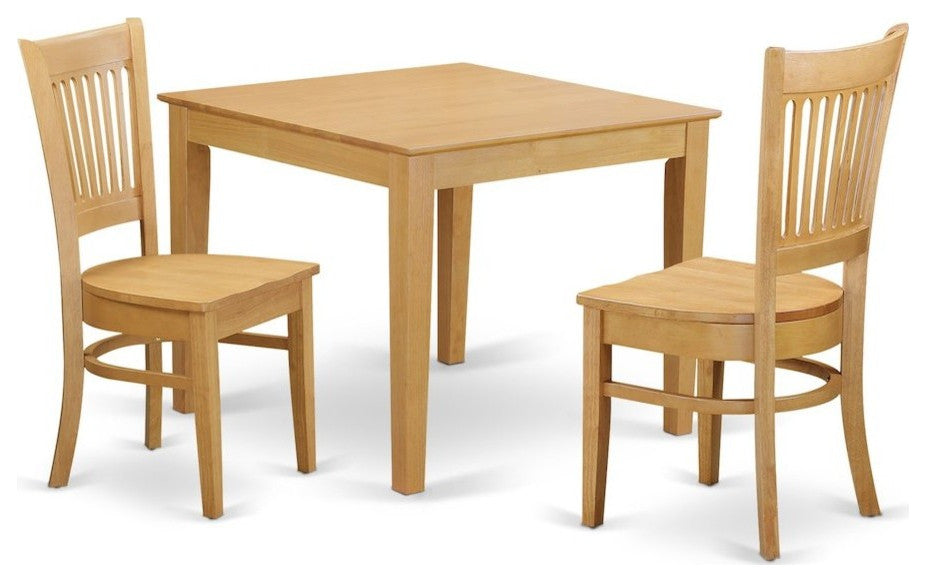 3-Piece Small Kitchen Table Set, Table and 2 Dining Chairs Without Cushion