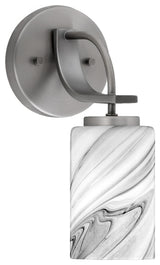Cavella Wall Sconce, Graphite Finish, 4" Onyx Swirl Glass