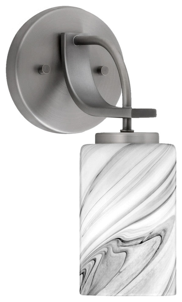 Cavella Wall Sconce, Graphite Finish, 4" Onyx Swirl Glass