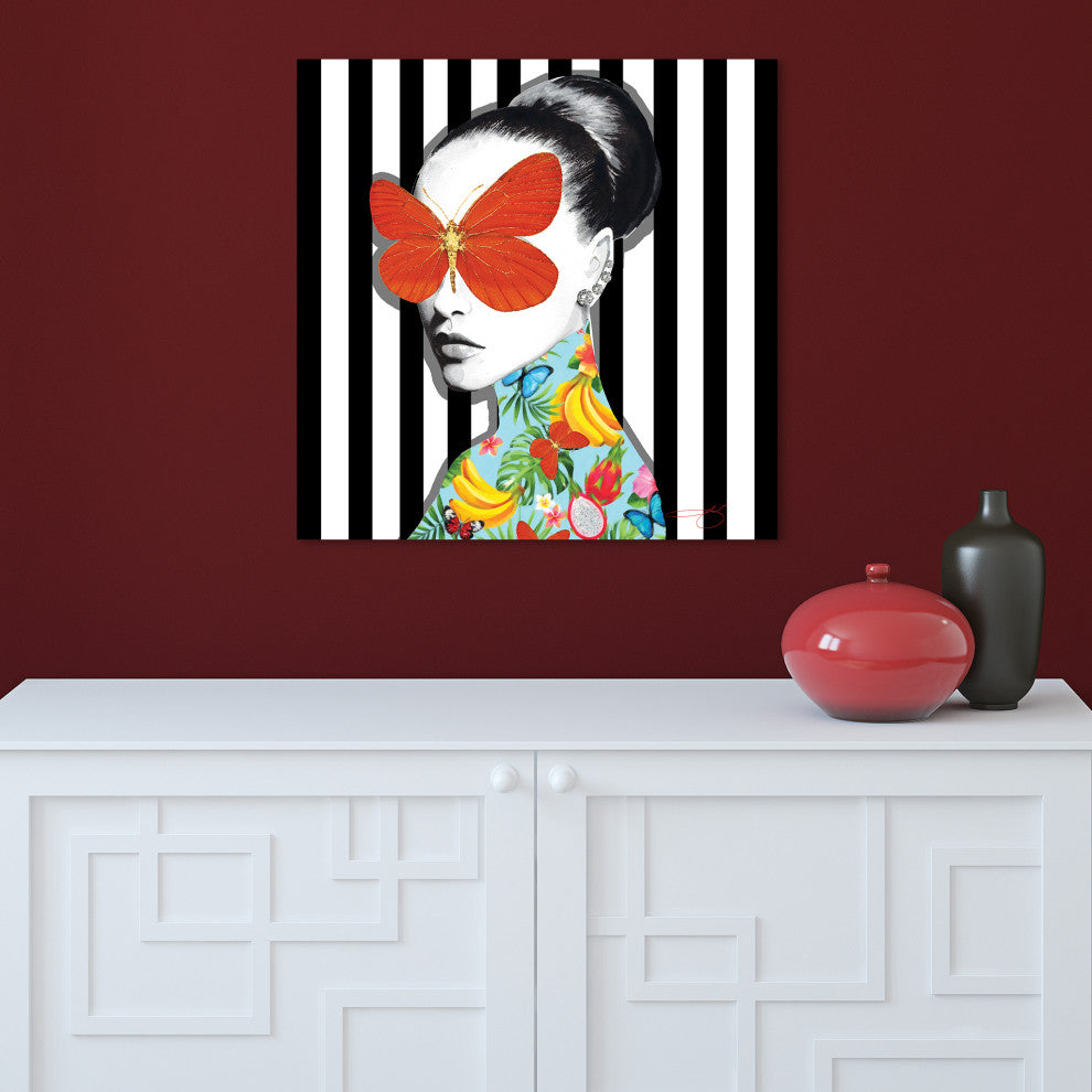 Beautiful Woman Printed Wall Art Unframed Free Floating Tempered Glass