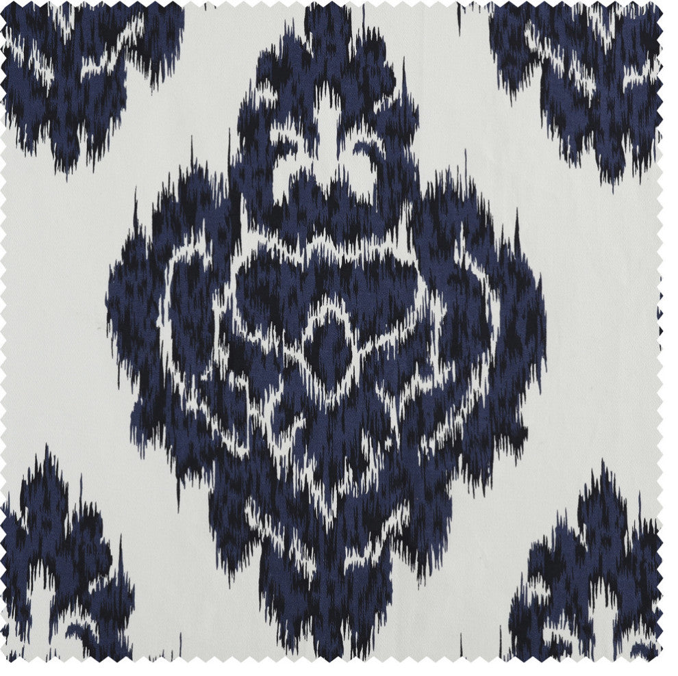 Ikat Blue Printed Cotton Tie-Up Window Shade Single Panel, 42W x 63L