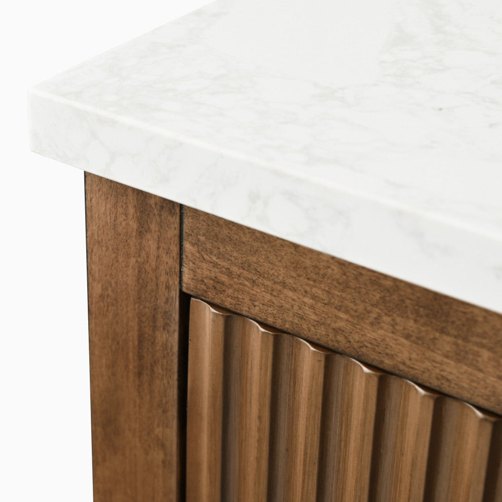 Vanity Art Freestanding Vanity, Walnut, 60", Double Sink, Matte Black