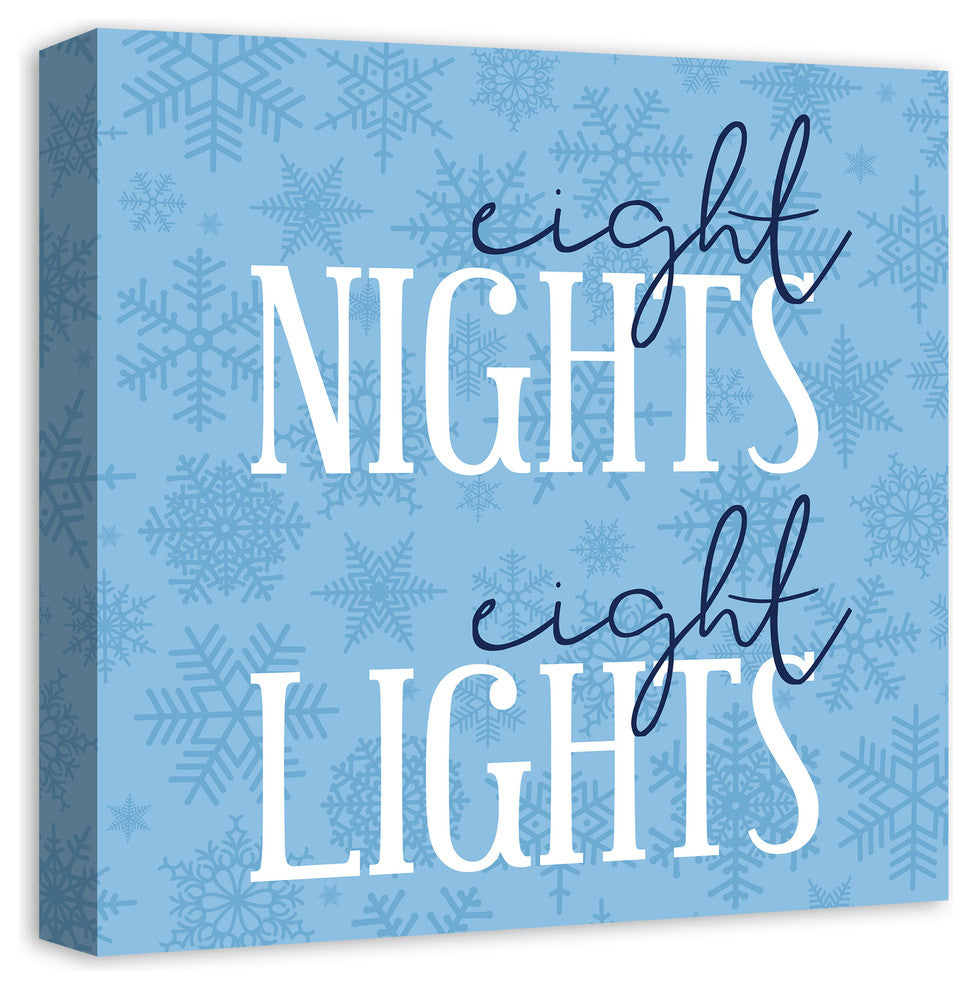 Eight Nights Eight Lights Canvas Wall Art, 16"x16"