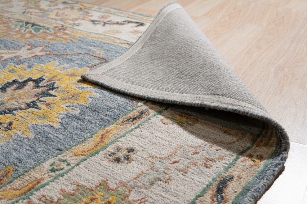 EORC Gray/Ivory Hand-Tufted Wool Classic Oushak Rug 7'9x10'