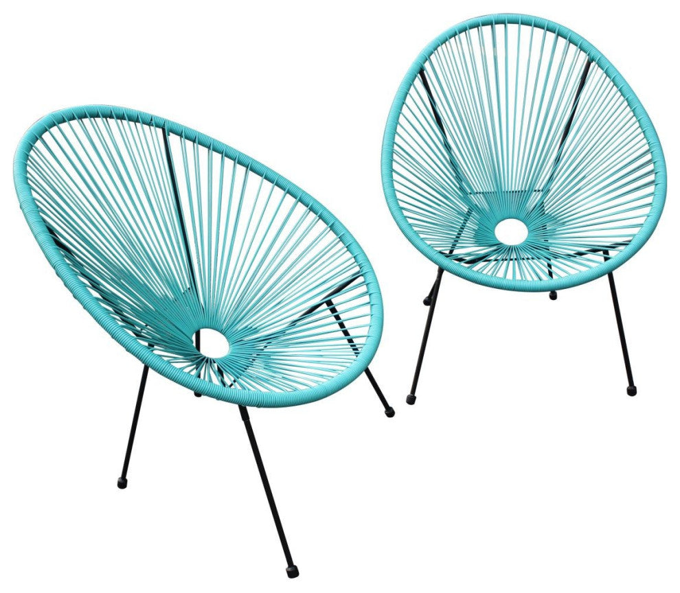 Set of Two Teal Mod Indoor Outdoor String Chairs