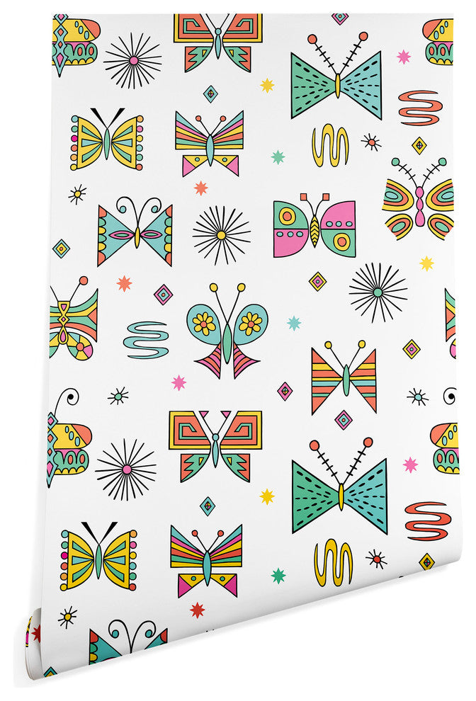 Deny Designs Andi Bird Butterfly Joy Wallpaper, White, 2'x10'