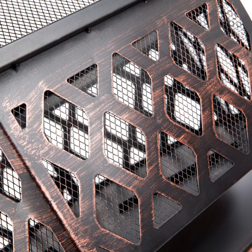 25.22'' H x 24.42'' W Iron Wood Burning Outdoor Fire Pit