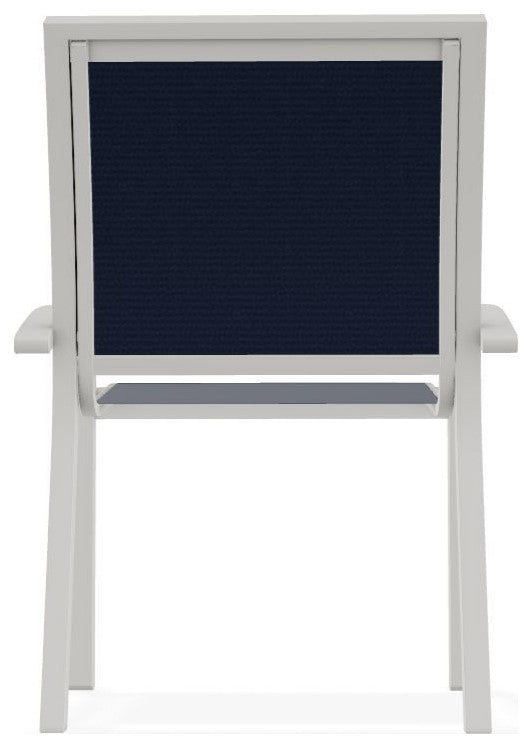 Kendall Sling Stackable Outdoor Dining Chair, Navy/Snow