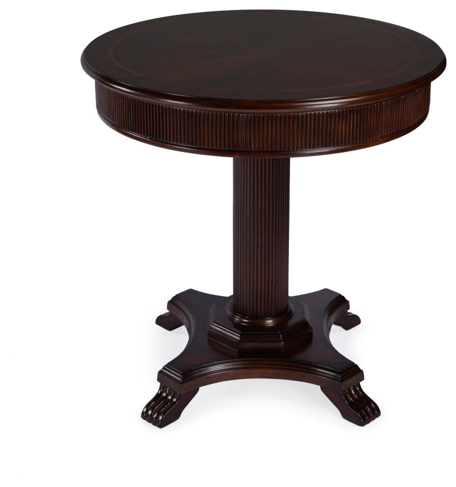 Ellsworth 36" Ribbed Pedestal Foyer Table, Cherry