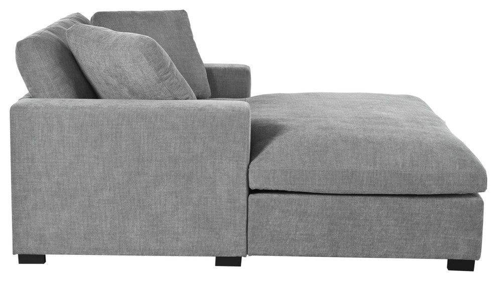 GDF Studio Extra-Large Lounge Chair With Durable Wood Legs & Cozy Fabric, Gray