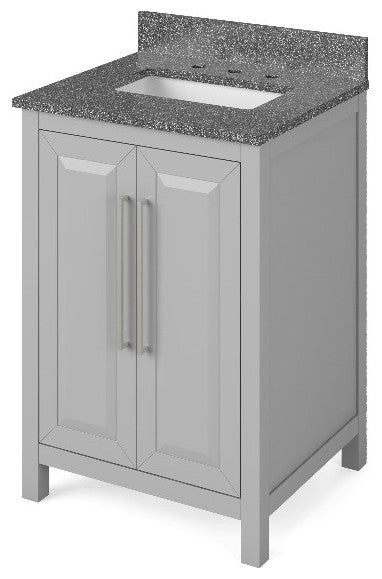 Cade Transitional 24" Grey Bathroom Vanity, Boulder Cultured Marble Vanity Top