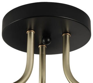 Farmhouse Matte Black 3-Light Semi Flush Mount Ceiling Light Fixture