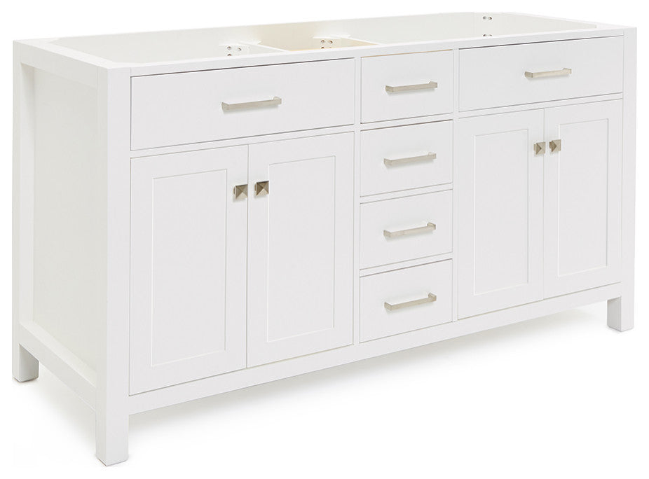 Ariel Bristol 60" Sinks Bath Vanity Base, White