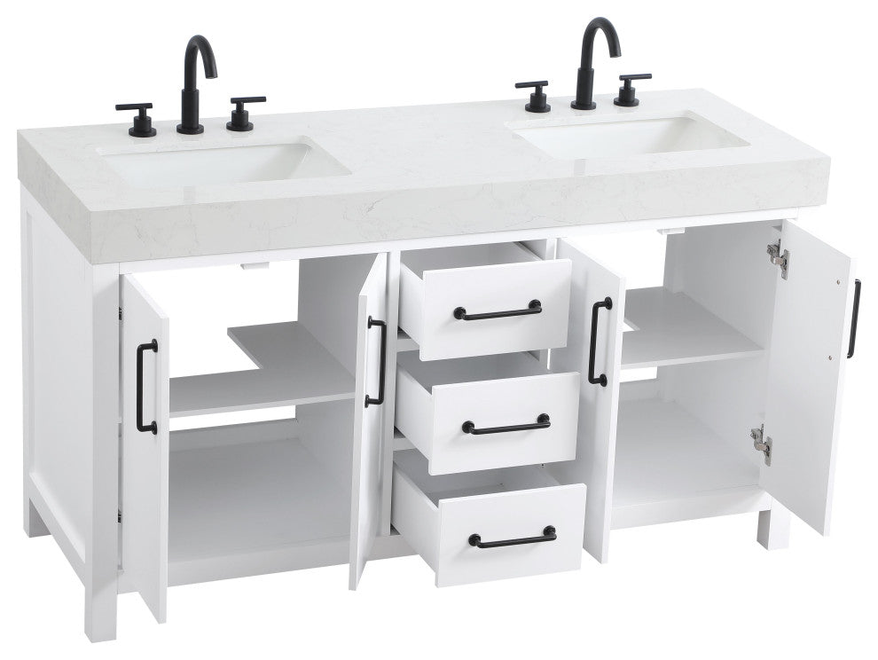Home Living 60" Double Bathroom Vanity, White