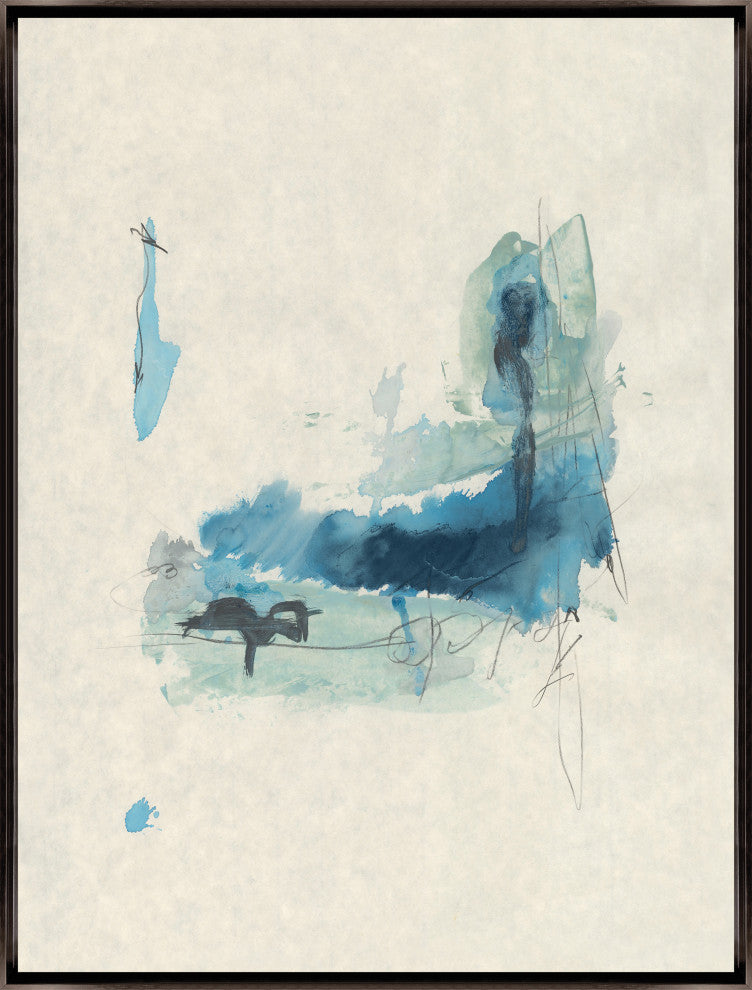 24x32 Splashes of Blue V, Framed Artwork, Espresso