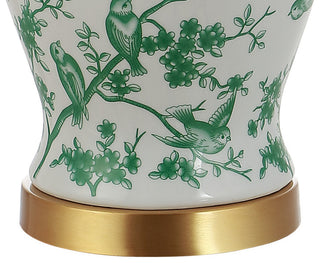 Penelope 22" Chinoiserie Classic LED Table Lamp, Green/White