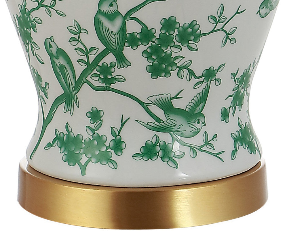 Penelope 22" Chinoiserie Classic LED Table Lamp, Green/White