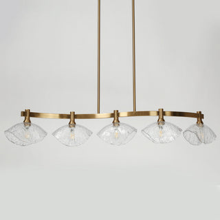LNC Evangeline 5-Light 44.5" Modern Linear Glass Kitchen Island Light, Brass