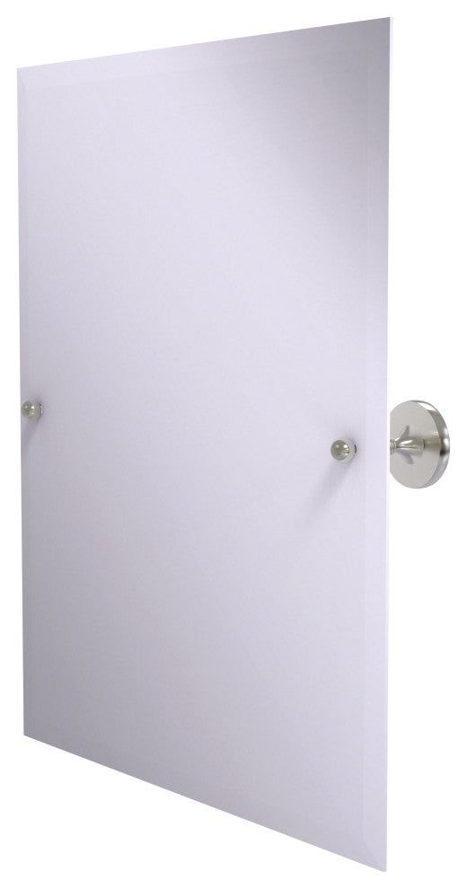 Shadwell Frameless Rectangular Beveled Edge Tilt Mirror, Satin Nickel