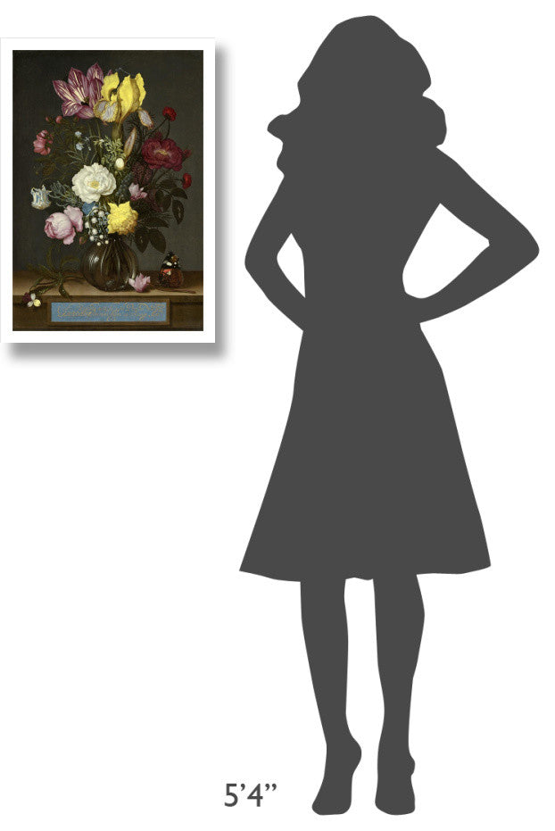 "Bouquet of Flowers in a Glass Vase, 1621" Paper Art, 18"x26"