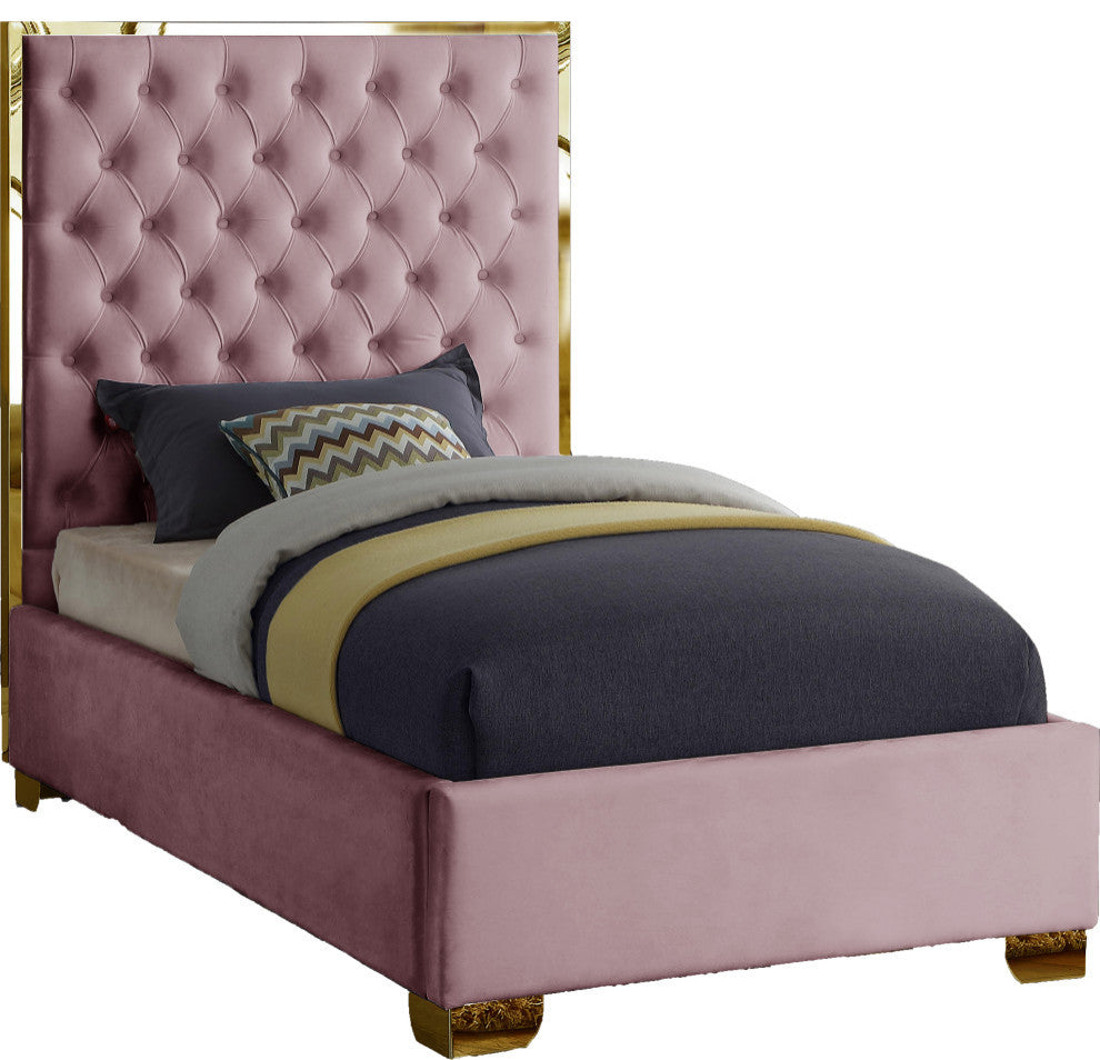 Lana Velvet Bed, Pink, Twin