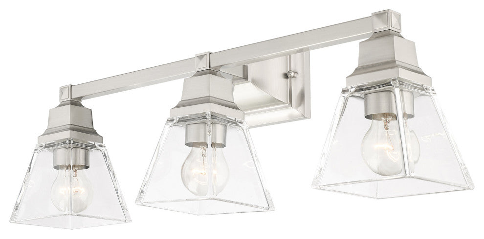 Livex Lighting Mission 3 Light Brushed Nickel Vanity Sconce