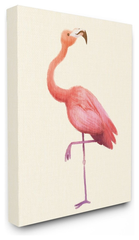 The Kids Room Flamingo Pose on Tan Watercolor XXL Canvas Wall Art, 30"x40"