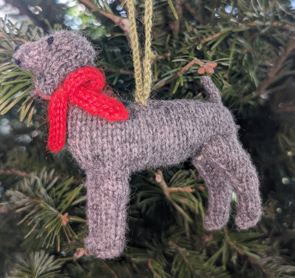Hand-Knit Weimaraner Christmas Ornament