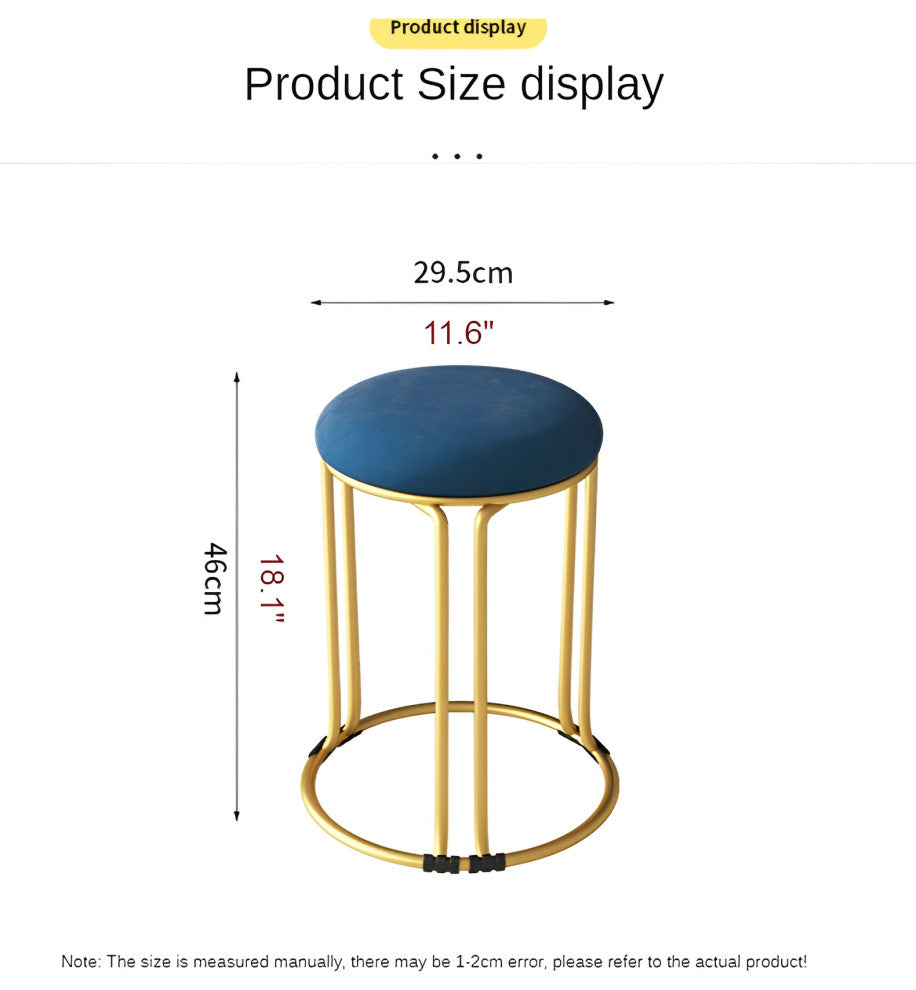 Nordic Suede and Leather Stacked Dining Round Stool, Black, Leather