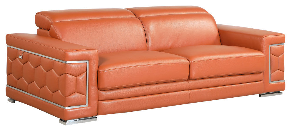 Rome Contemporary Genuine Italian Leather Sofa Camel
