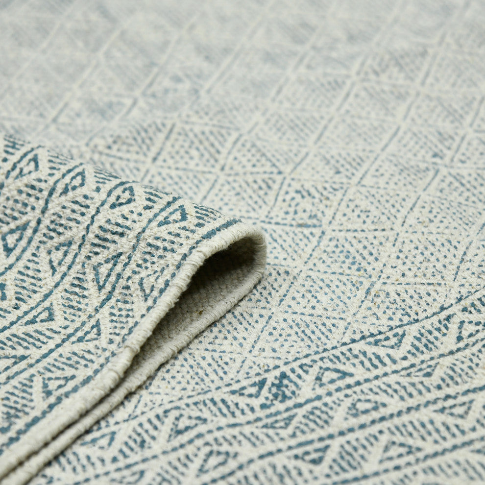 DUNE Estra Area Rug, Blue, 8'6" x 12', Bordered