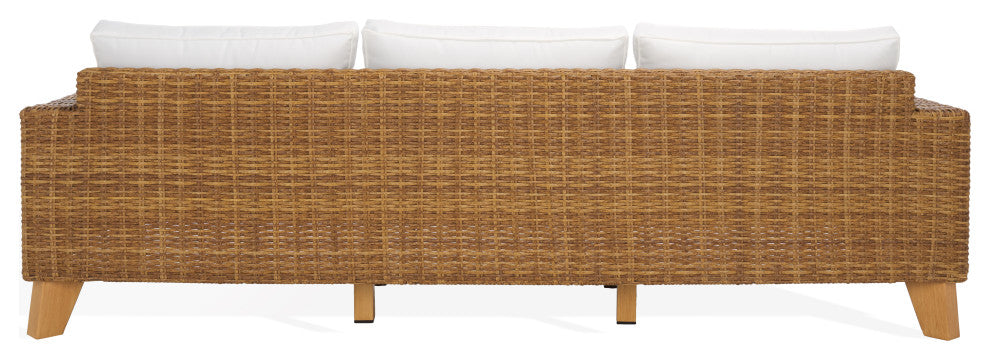 Safavieh Couture Indoor-Outdoor Margarita Wicker Patio Sofa, Natural/White