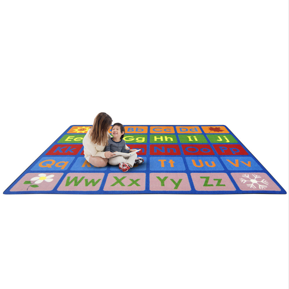 Kid Essentials Rug, Any Day Alphabet, Multicolored, 5'4"x7'8"
