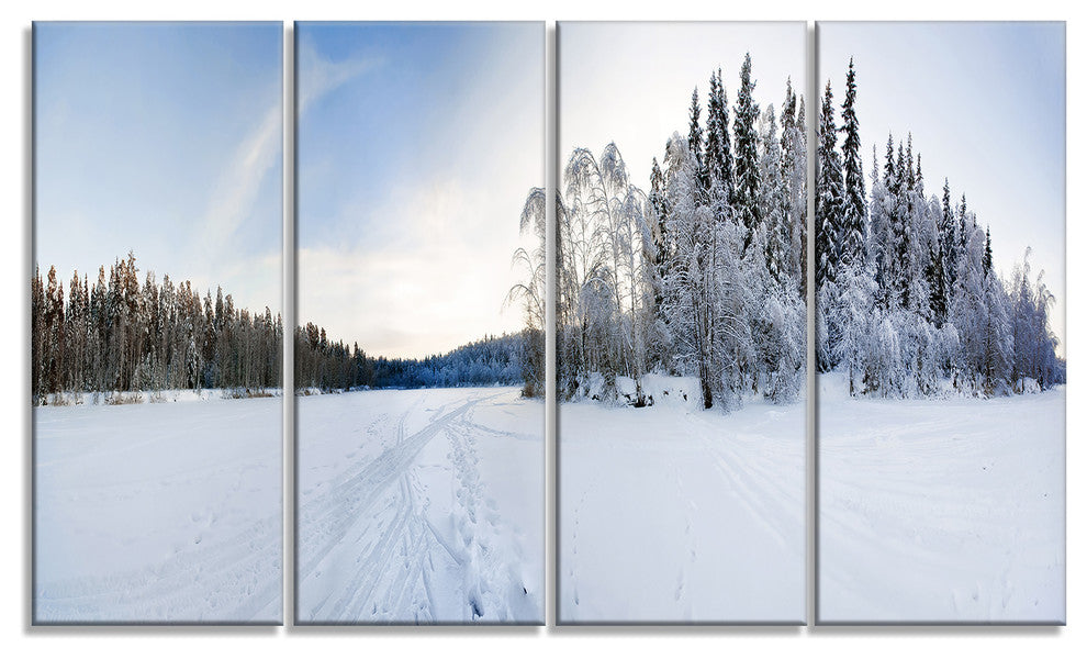 "Winter Field" Landscape Canvas Photo Print, 4 Panels, 48"x28"