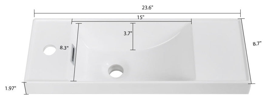 24" Solid Surface Resin Streamline K-2015-24 Vanity Top