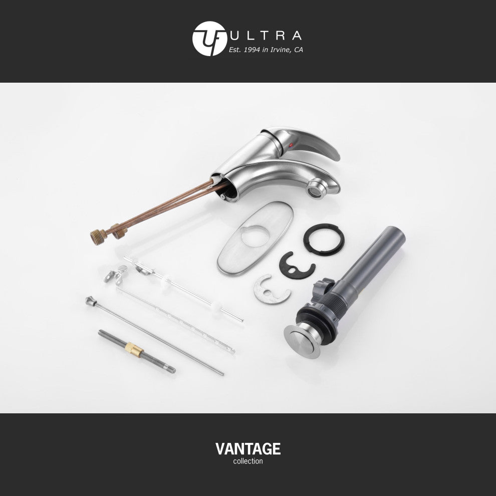 Ultra Faucets UF3412X Single Handle Bathroom Faucet, Brushed Nickel